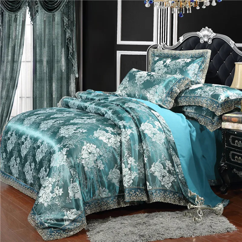 Duvet Cover Set Quilt Cover Lace Edge Jacquard Weave Bedding Set