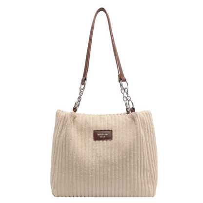 Retro Large Capacity Shoulder Bag - Beige - handbag