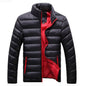 Mens Winter Coat with Standing Collar and Down Filling - Black-red XXL - coat