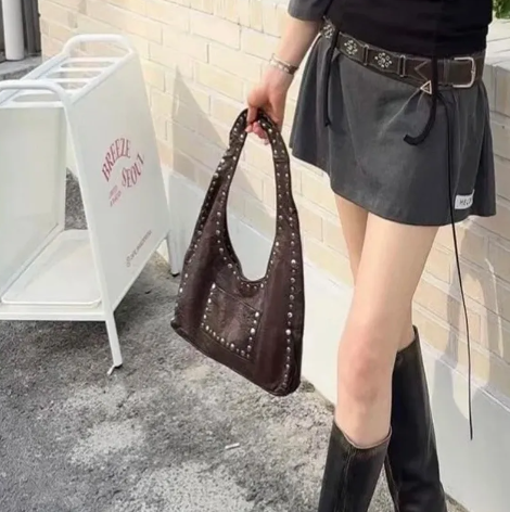 Vintage Edge Underarm Bag - - handbag