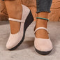 Round Toe Wedge Loafers - Pink -