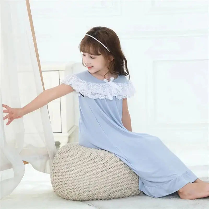 Girls Short Sleeve Pajama Dress - Kia Day Design
