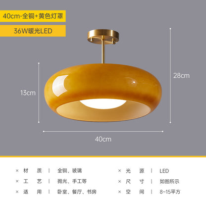 Nordic Brass Ceiling Light for Vintage Japanese Balcony - 40cm yellow +36W (upgrade all copper) Tricolor dimming - light