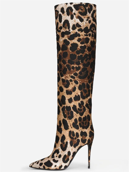 Print Pointed Stiletto Heel Boots