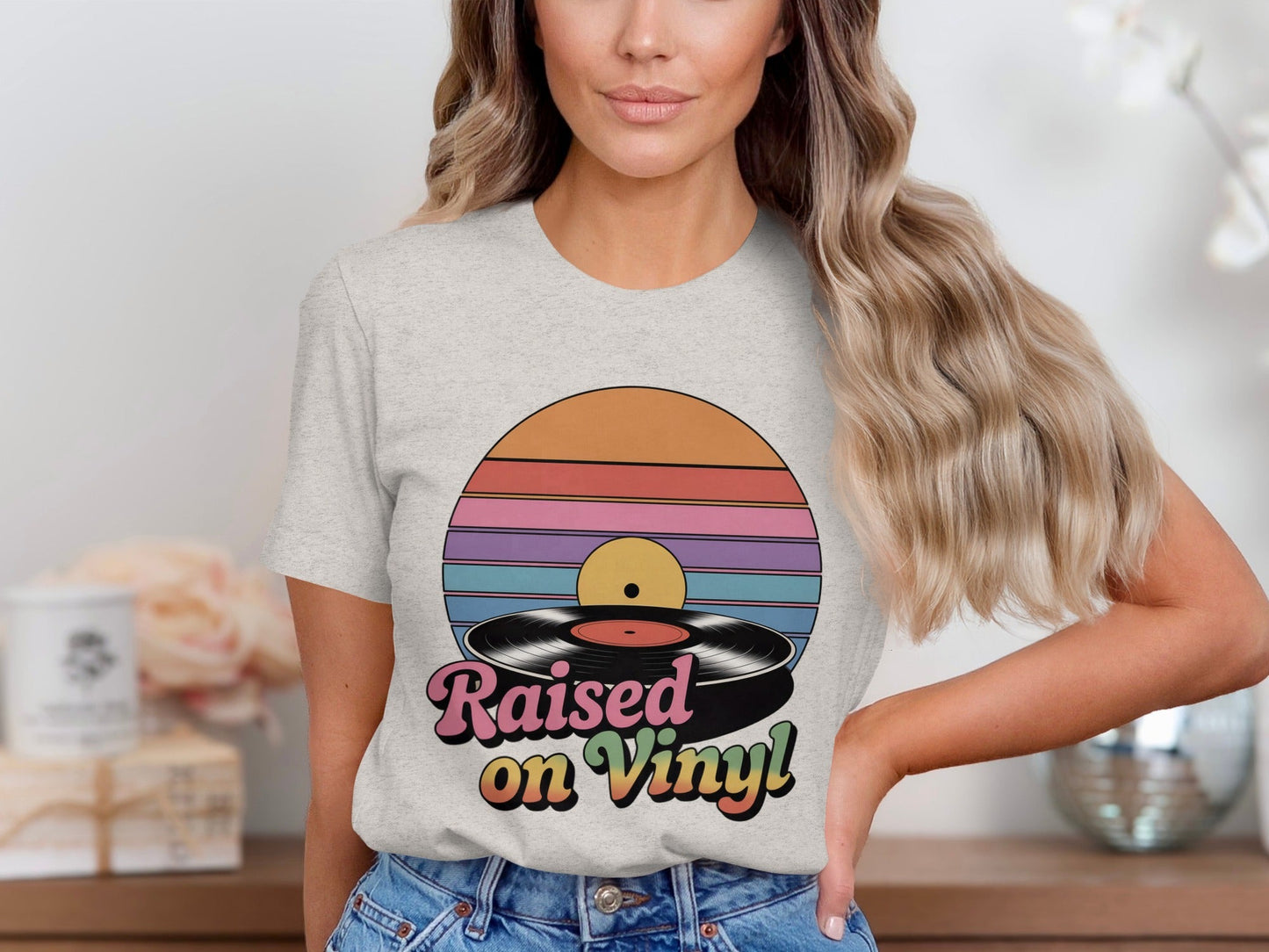 Raised On Vinyl Vintage Retro Style Design Graphic T-Shirt- Cloud 16 Clothing Co.- {{Product type}}