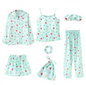 7pc Long Sleeve Pajama Sleepwear Sets light green