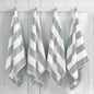 Cotton Velour Cabana Stripe Beach Towel - Novia Collection - 4 Pack- 30" x 60" Light Grey -
