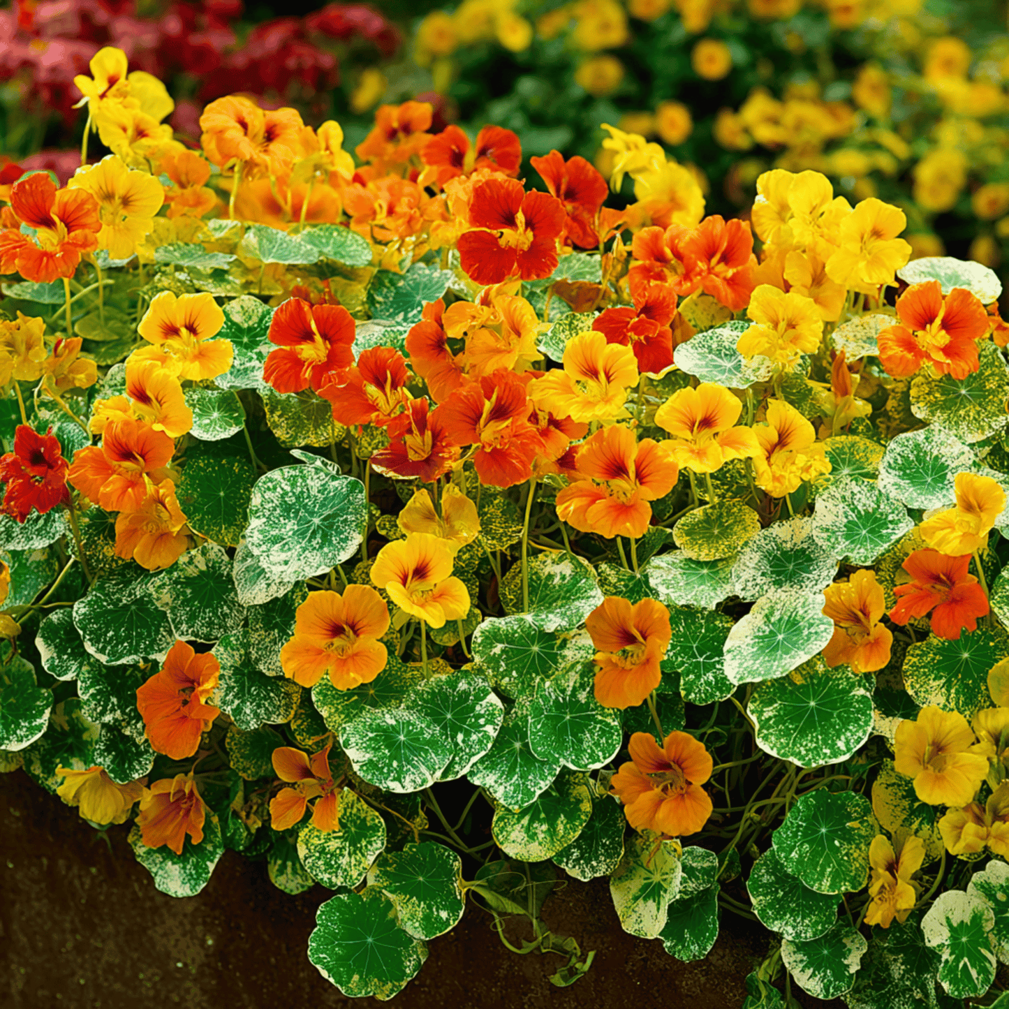 Alaska Mix Nasturtium – 25 Seeds - - Seeds