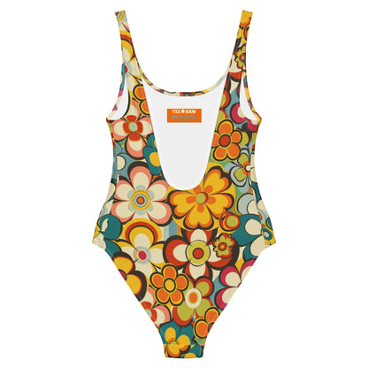 Baha Ranch Yeehaw Woodstock Retro Floral One-Piece Swimsuit - - Swim Wear