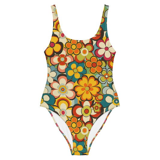 Baha Ranch Yeehaw Woodstock Retro Floral One-Piece Swimsuit - 3XL - Swim Wear