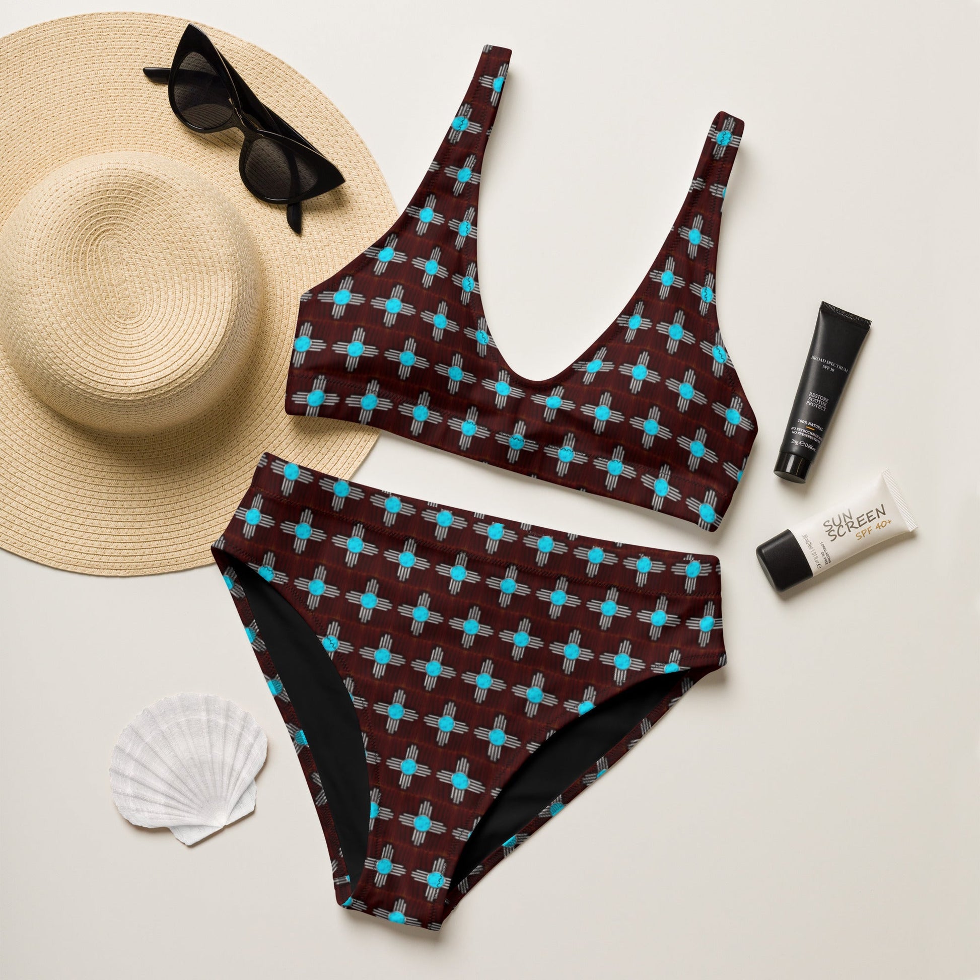 Baha Ranch Yeehaw Turquoise Zia Bikini - - swimwear