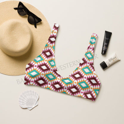 Baha Ranch Yeehaw Aztec Print Bikini Top - -