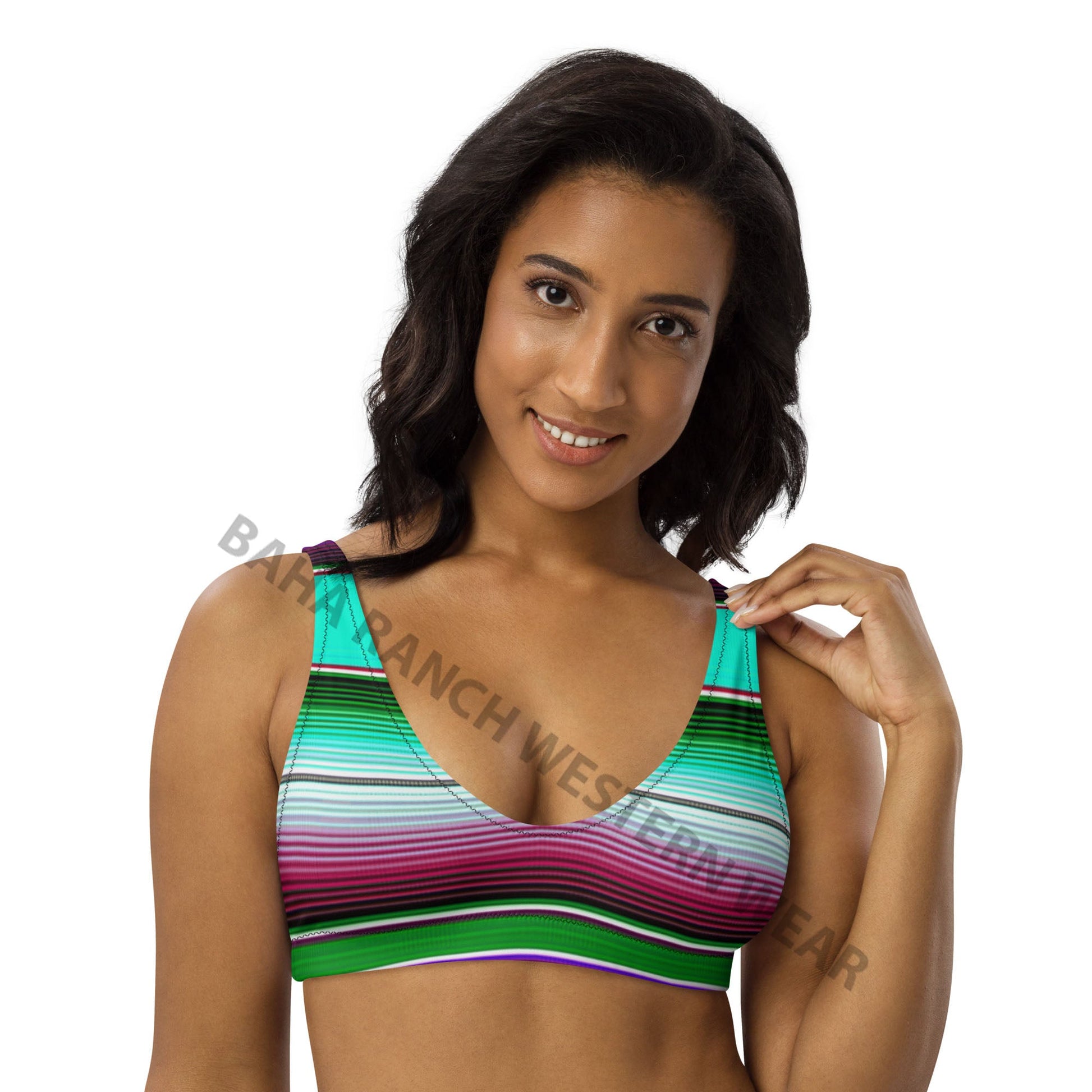Baha Ranch Yeehaw Aqua Serape Bikini Top - - Swim Wear