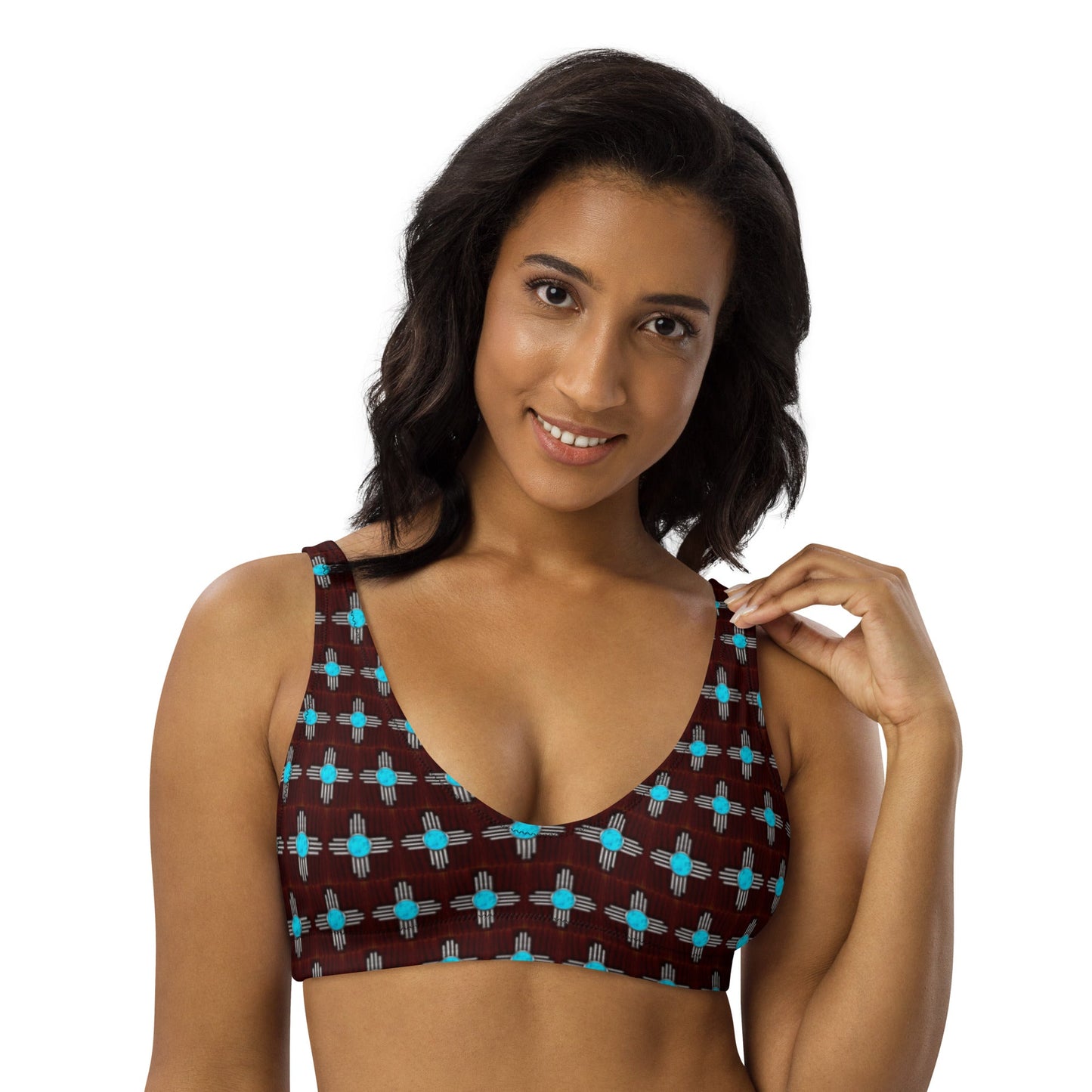Baha Ranch Yeehaw Turquoise Zia Bikini Top - - Swimwear