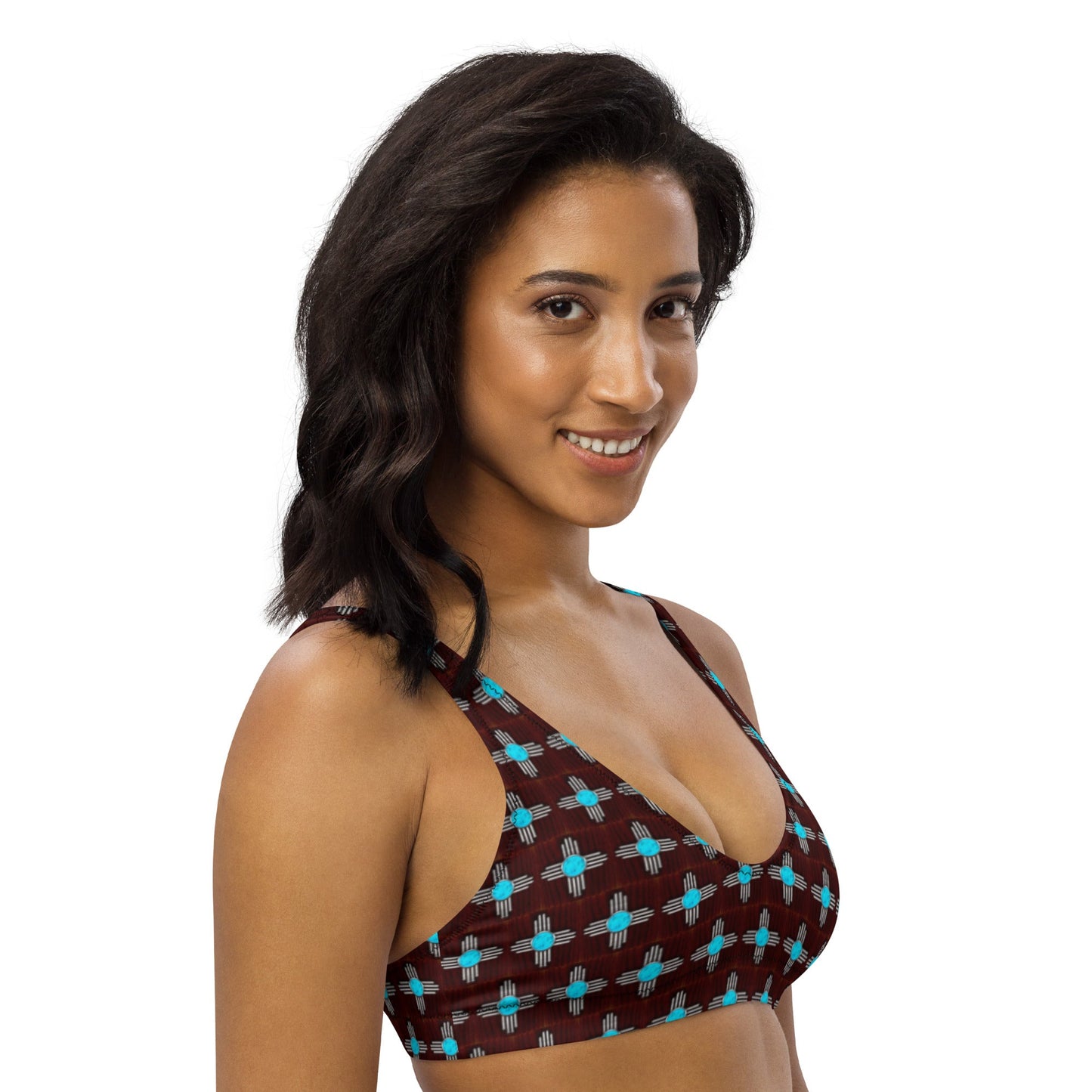 Baha Ranch Yeehaw Turquoise Zia Bikini Top - - Swimwear