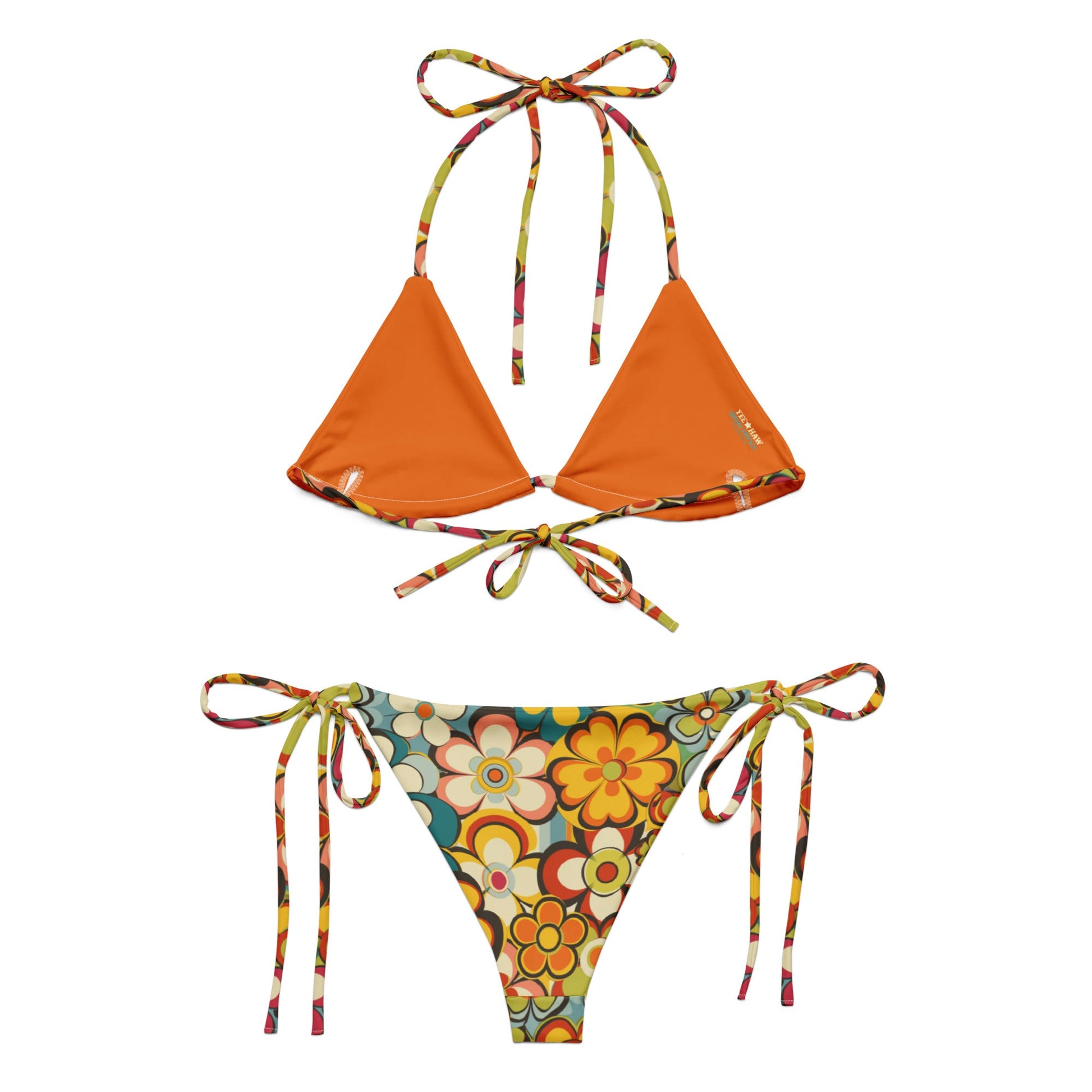 Baha Ranch Yeehaw Woodstock Retro Floral String Bikini - - Swim Wear