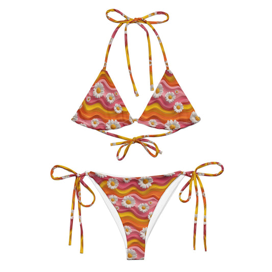 Baha Ranch Yeehaw Groovy Floral String Bikini - - Swim Wear