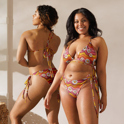 Baha Ranch Yeehaw Groovy Floral String Bikini - - Swim Wear