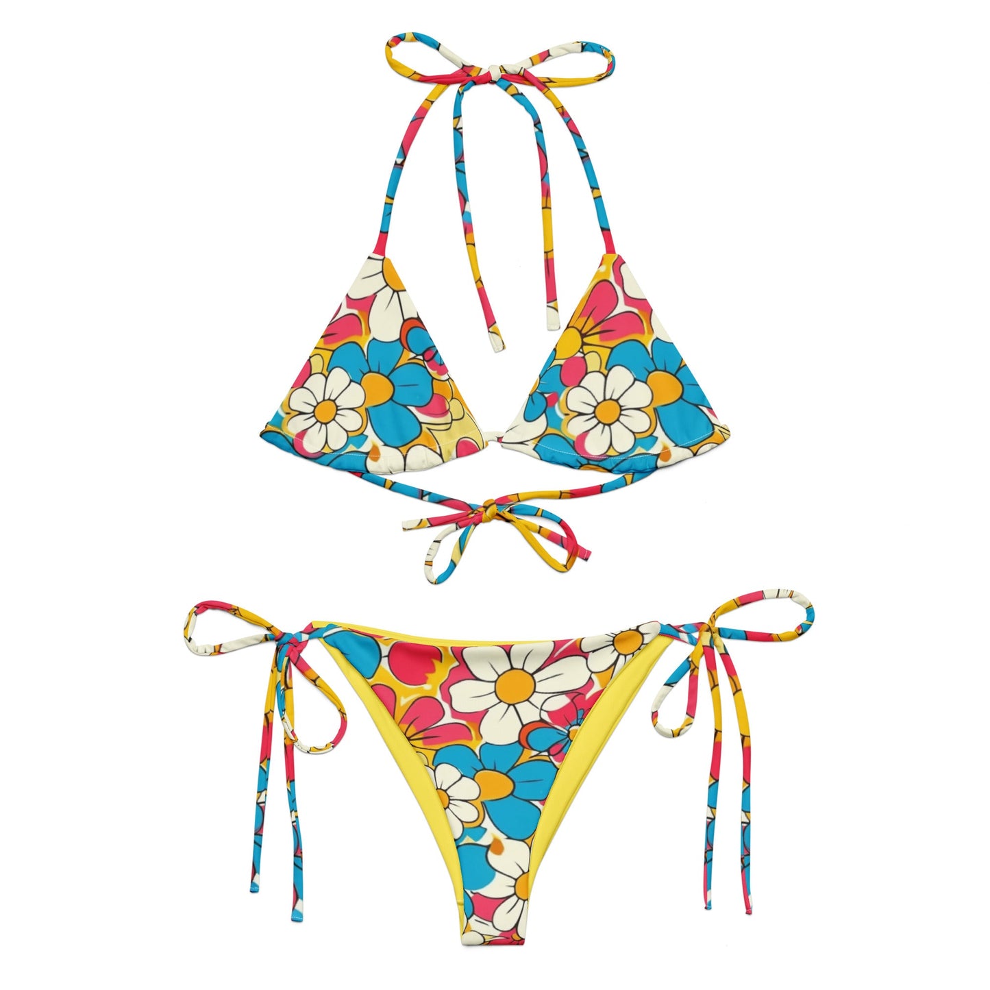 Baha Ranch Yeehaw Flower Child Retro String Bikini - - Swim Wear