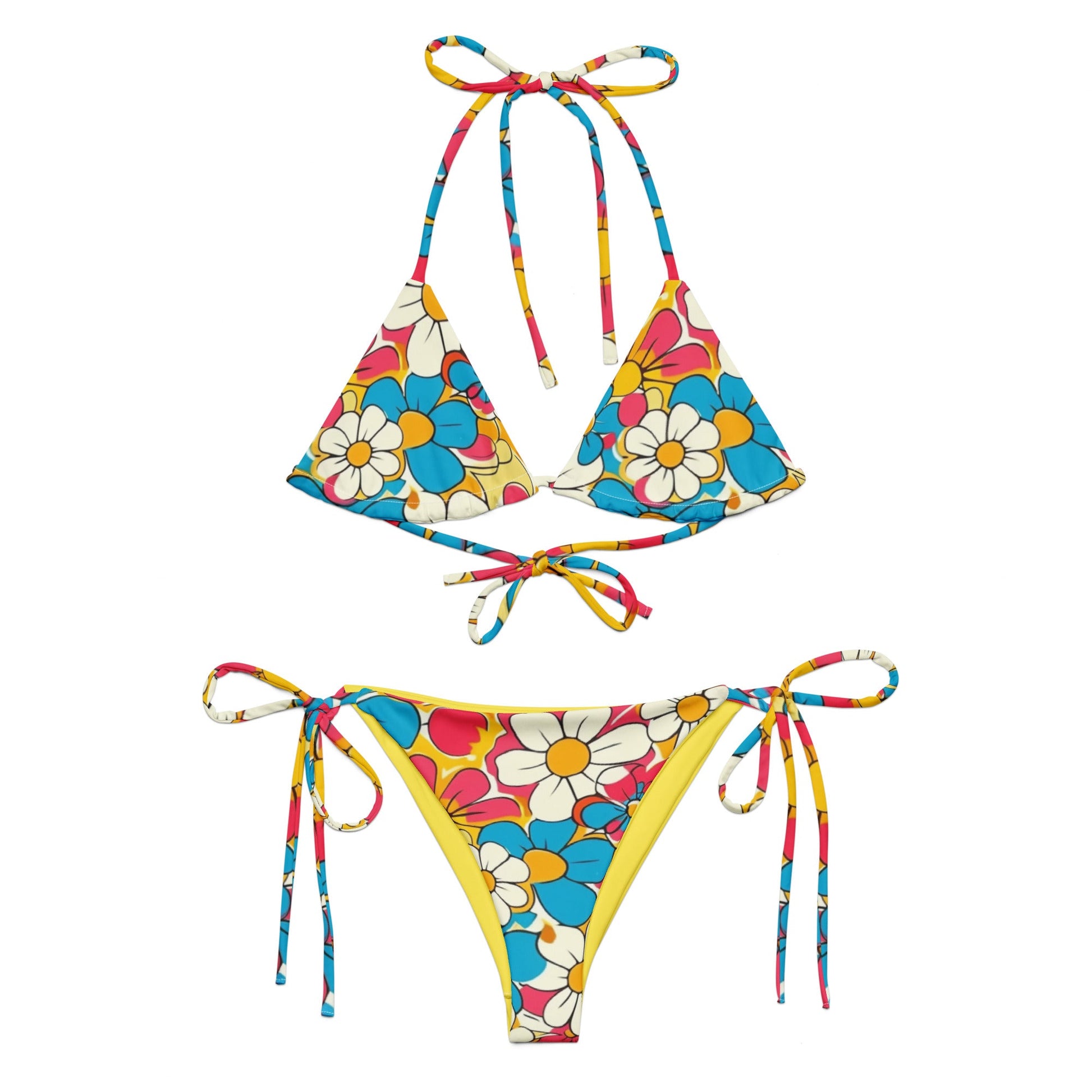 Baha Ranch Yeehaw Flower Child Retro String Bikini - - Swim Wear