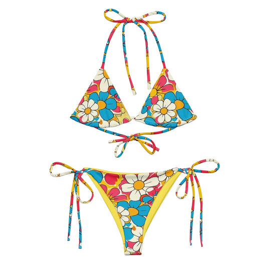 Baha Ranch Yeehaw Flower Child Retro String Bikini - - Swim Wear