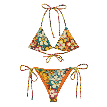 Baha Ranch Yeehaw Woodstock Retro Floral String Bikini - - Swim Wear