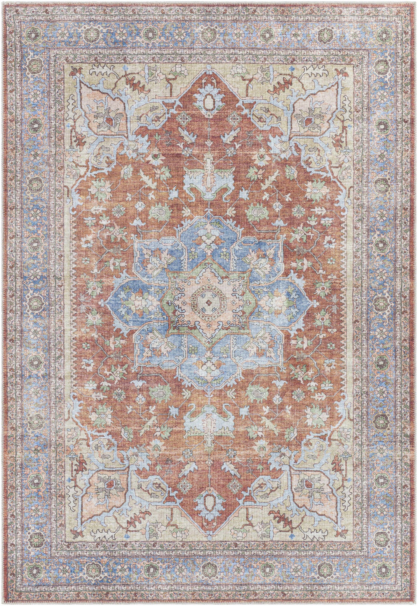 Brown Bagamanoc Medallion Washable Area Rug - - Rugs