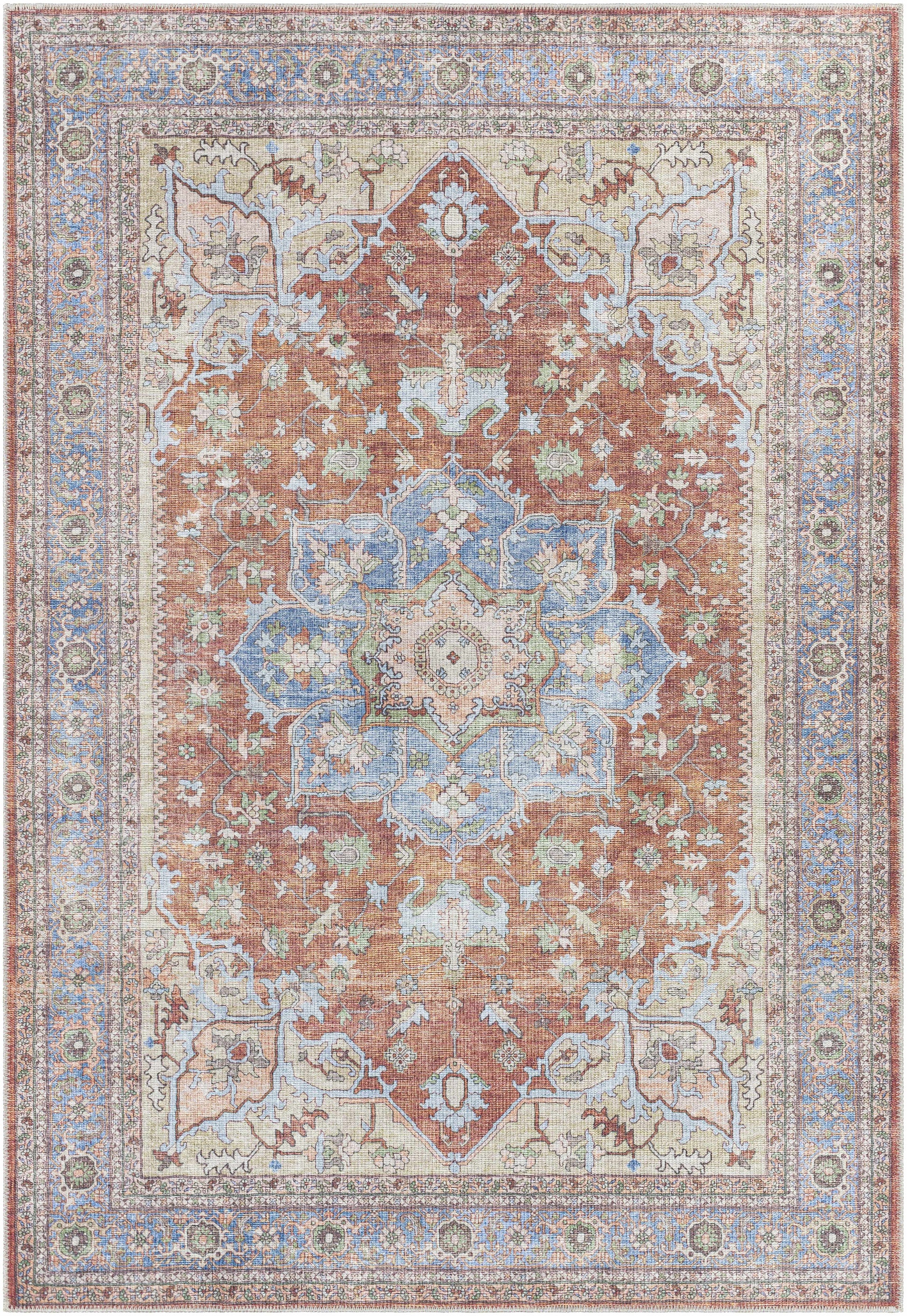 Brown Bagamanoc Medallion Washable Area Rug - - Rugs