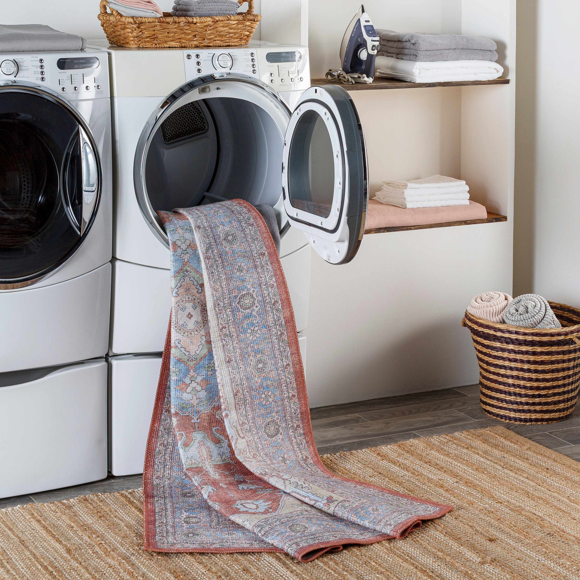 Brown Bagamanoc Medallion Washable Area Rug - - Rugs