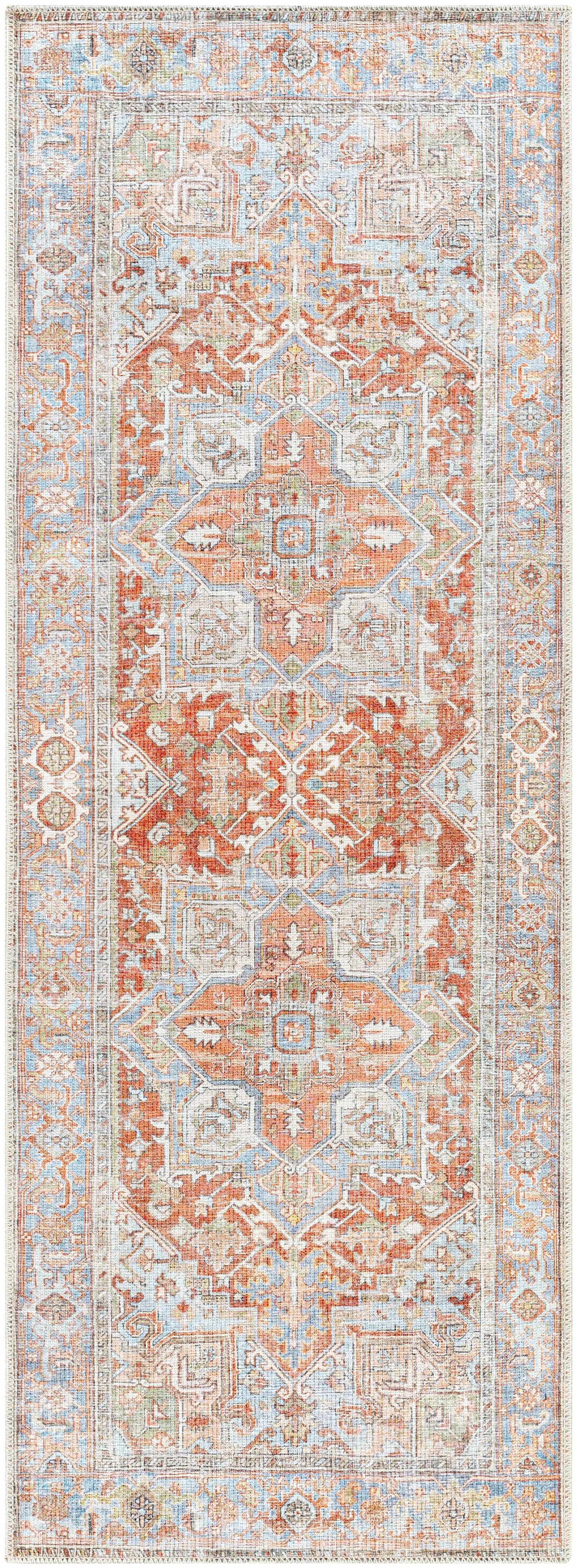 Maayon Medallion Rust Washable Area Rug - - Rugs
