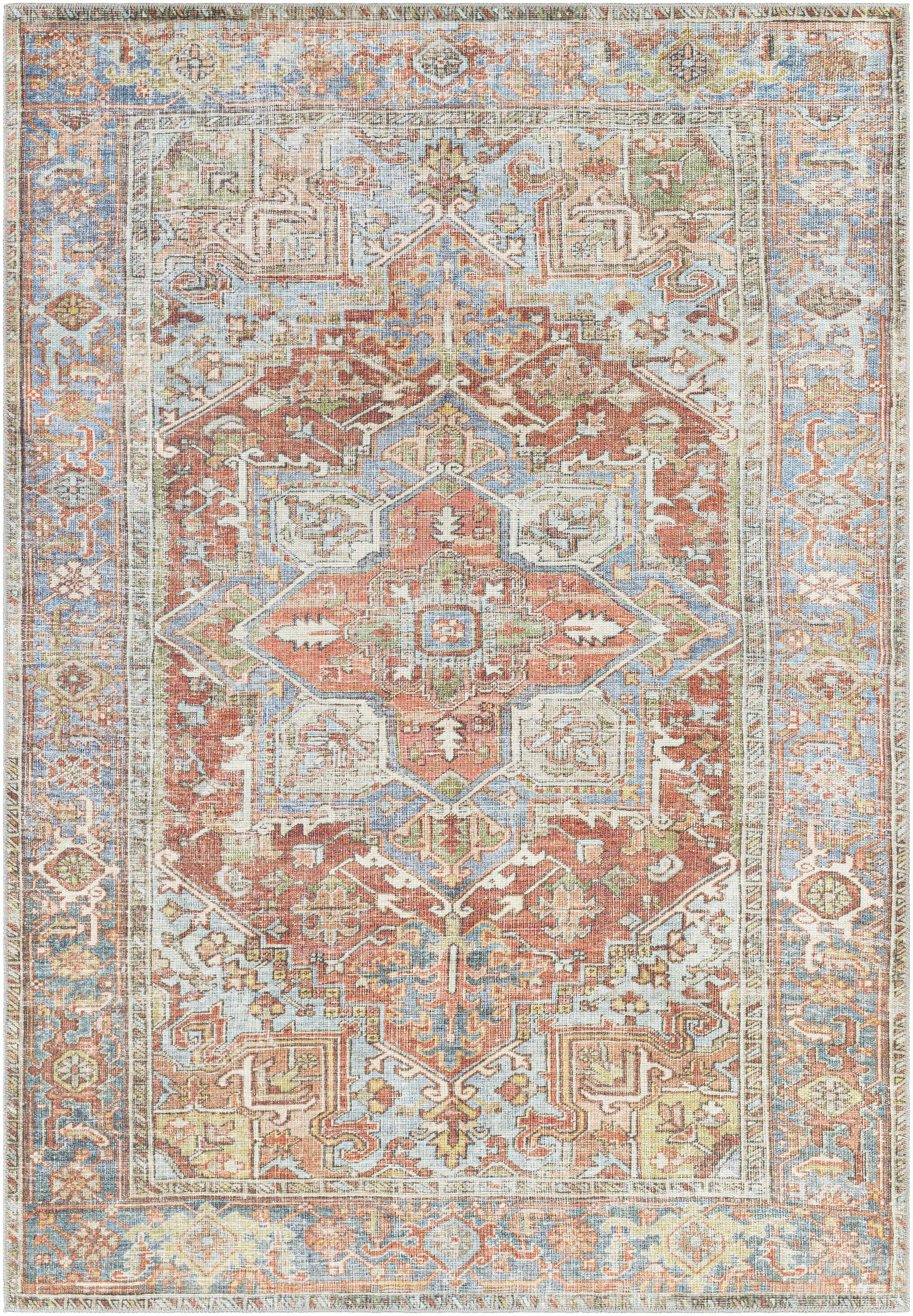 Maayon Medallion Rust Washable Area Rug - - Rugs