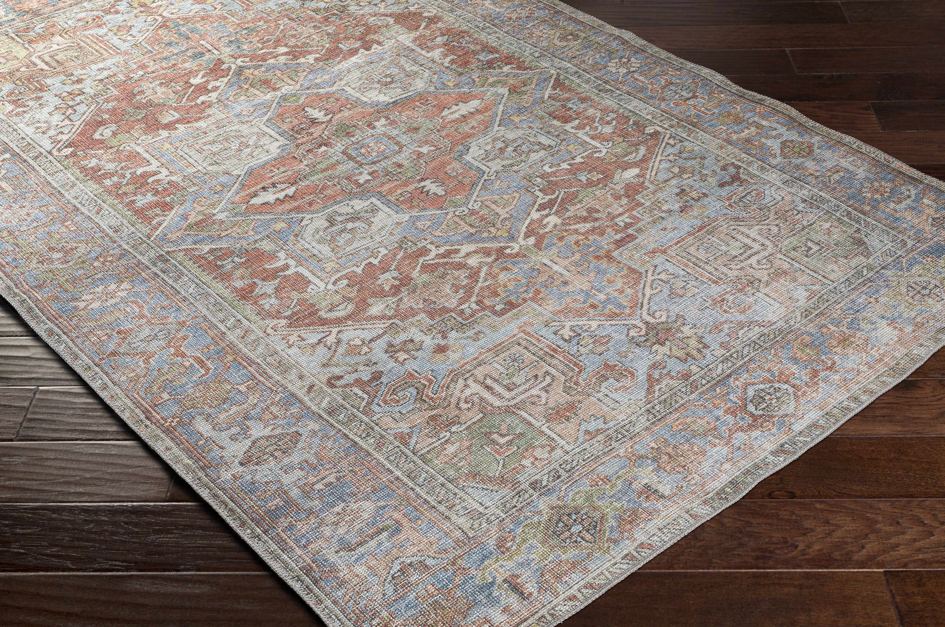 Maayon Medallion Rust Washable Area Rug - - Rugs