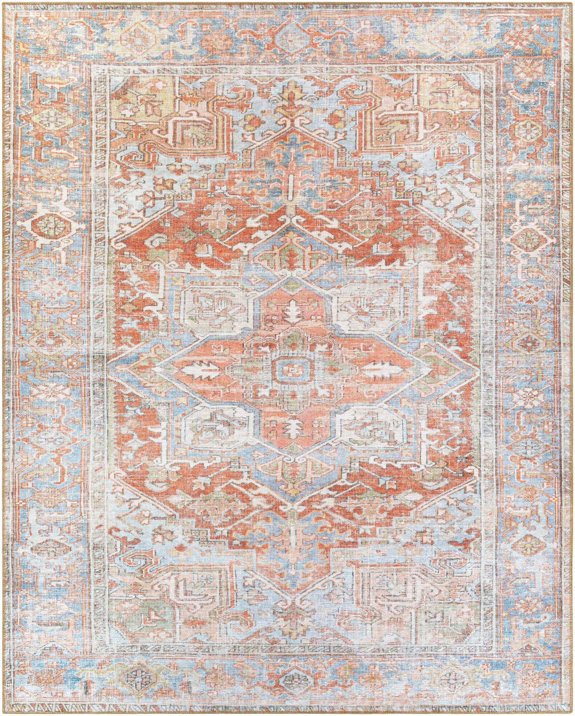 Maayon Medallion Rust Washable Area Rug - - Rugs