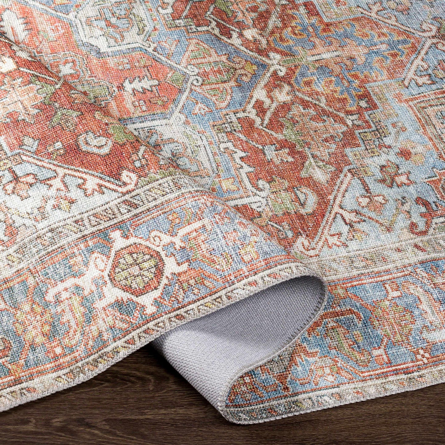Maayon Medallion Rust Washable Area Rug - - Rugs