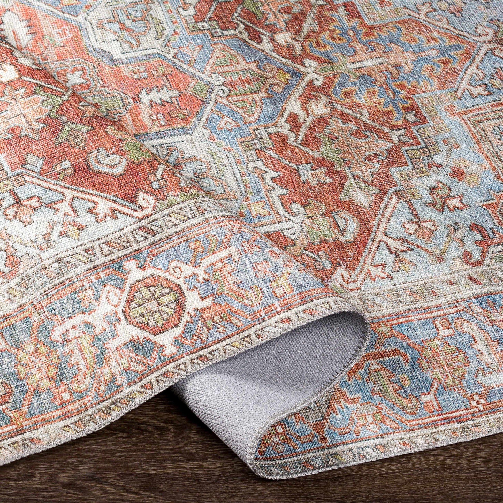 Maayon Medallion Rust Washable Area Rug - - Rugs