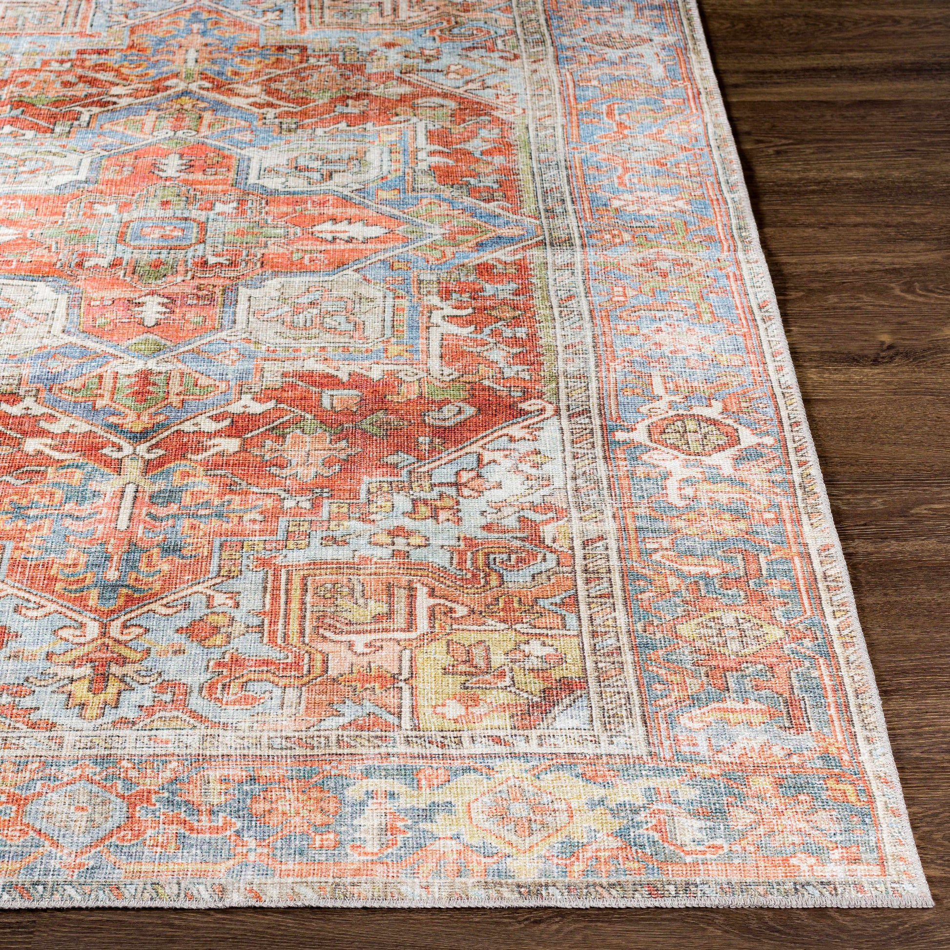 Maayon Medallion Rust Washable Area Rug - - Rugs