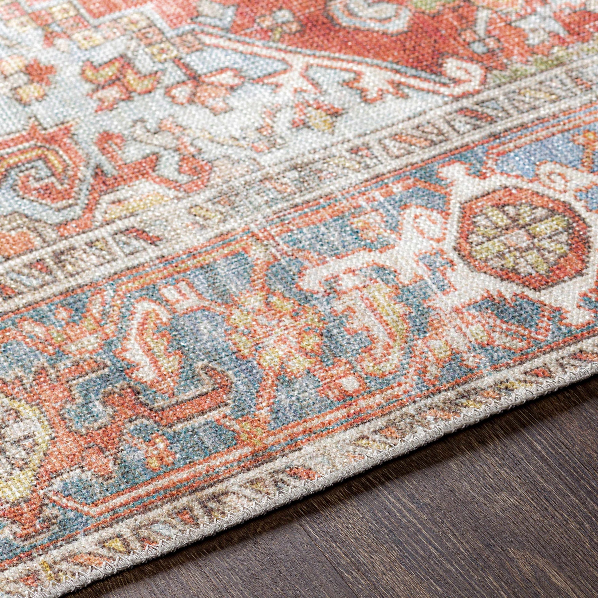 Maayon Medallion Rust Washable Area Rug - - Rugs