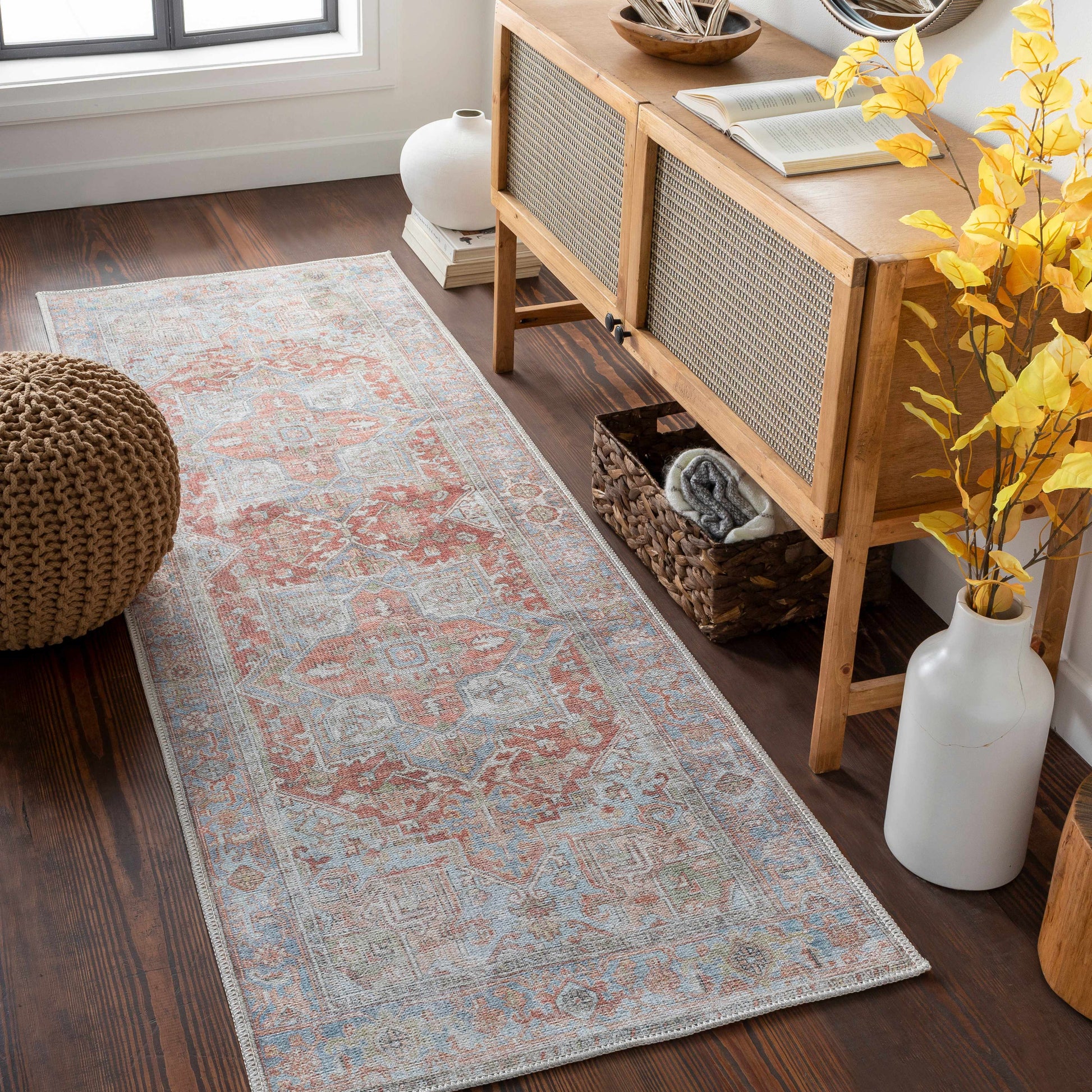 Maayon Medallion Rust Washable Area Rug - - Rugs