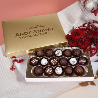 Andy Anand Champagne, Rum, Irish Cream & Kahlua Belgian Chocolate Truffles, 24 pc – Gift Boxed for Birthday, Christmas & Anniversary - - Food & Beverages > Desserts & Sweets > Chocolate