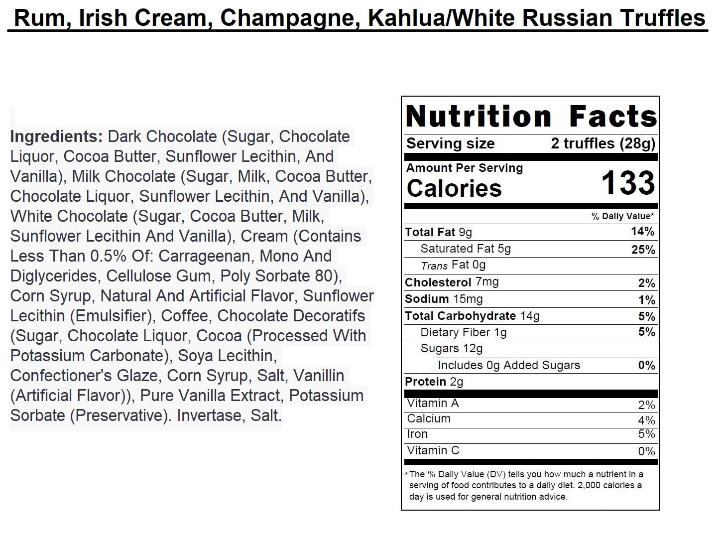 Andy Anand Champagne, Rum, Irish Cream & Kahlua Belgian Chocolate Truffles, 24 pc – Gift Boxed for Birthday, Christmas & Anniversary - - Food & Beverages > Desserts & Sweets > Chocolate