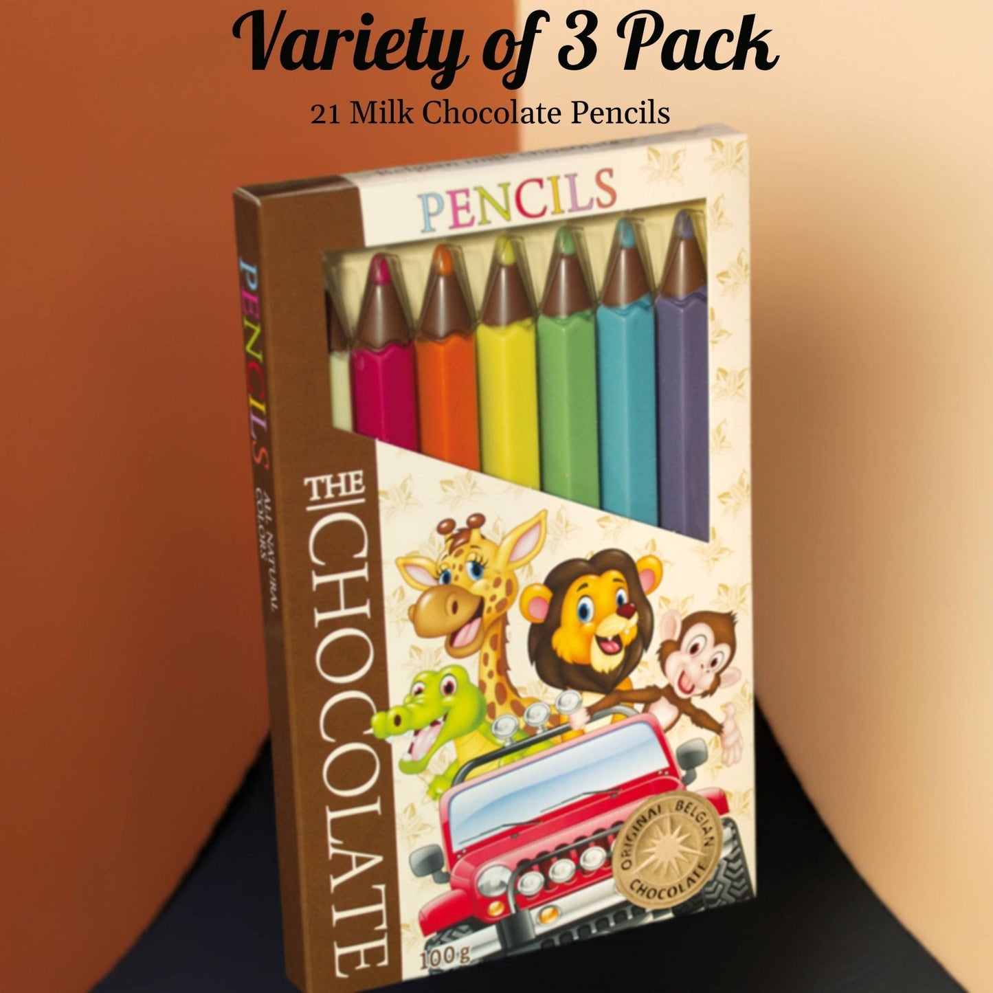 Andy Anand Milk Chocolate Crayon Boxes, 3-Pack, 21 pc – Fun Kids Chocolate Gift, 60% Cocoa Butter, Birthday, Easter & Holiday Gift Box - - Food & Beverages > Desserts & Sweets > Chocolate