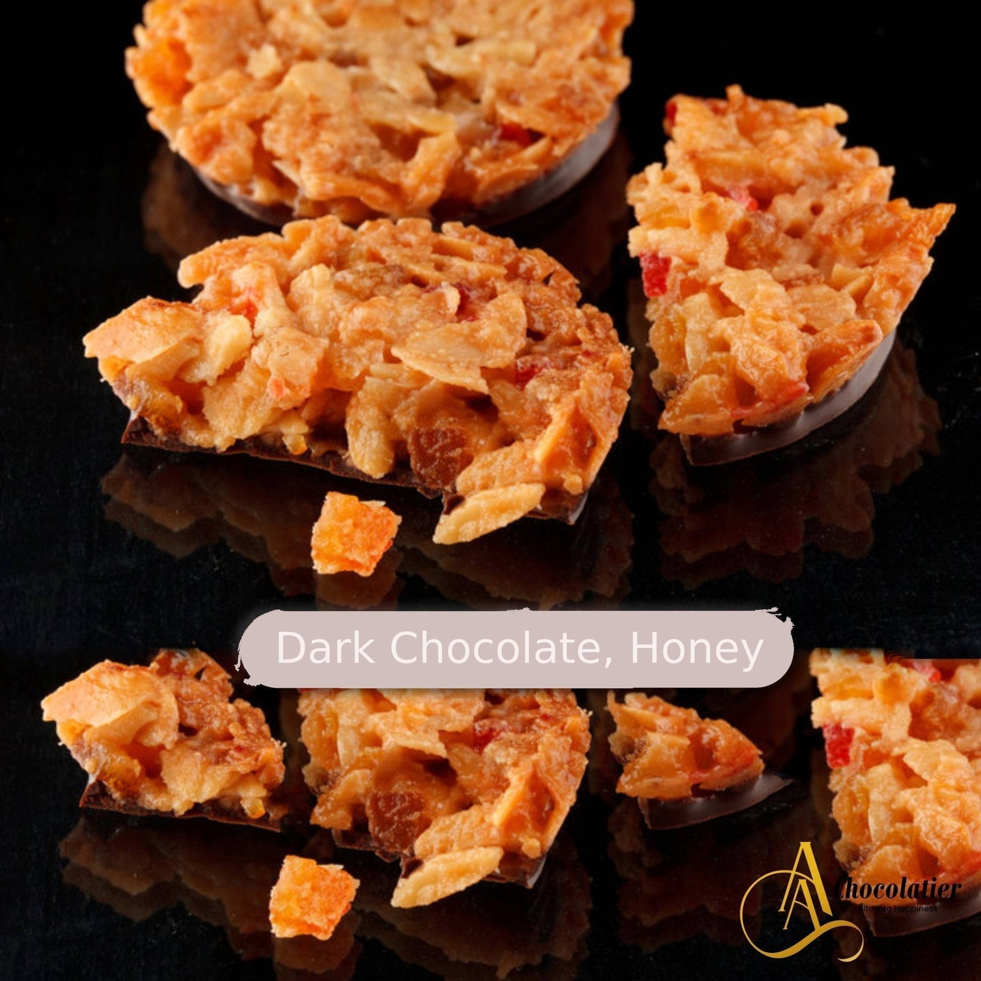 Andy Anand Dark Chocolate Florentine Biscuit Cookies, Orange & Almond, 24 pc – Imported from France, Gourmet Birthday & Holiday Gift Box - - Food & Beverages > Desserts & Sweets > Chocolate