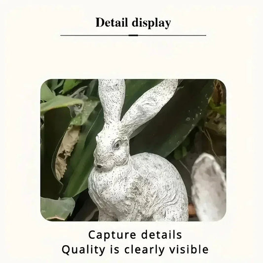 Antique Distressed Old Forest Rustic Wooden Rabbit Resin Sculpture, Animal Decor for Garden and Balcony, Cracked and Peeling Weathered Effect, Vintage Style Animal Statue for Outdoor Landscape and Home Decor - -