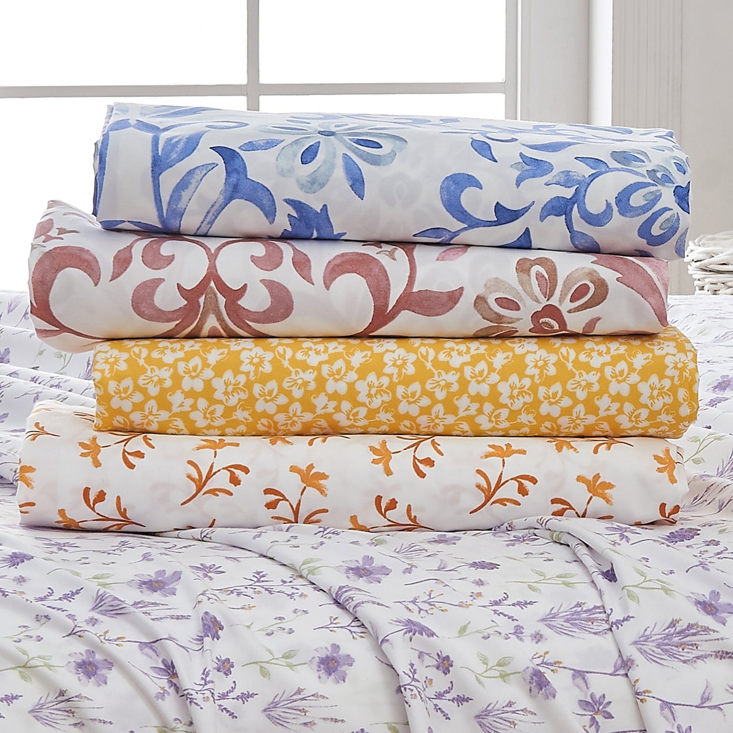 Watercolor Floral Sheet Set - Delia Collection - - Sheets