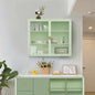 Mint Green Glass Double Door Wall Cabinet With Three Levels - Kia Day Design