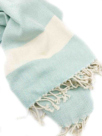 Herringbone Turkish Towel - Aqua - Towels