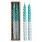 Ombre Aqua Unscented Twisted Taper Candles | Set of 2 - - Candles & Accessories
