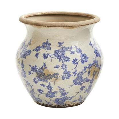 10.5" Tuscan Ceramic Blue Scroll Urn Vase - - Decor
