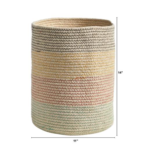 12" Handmade Natural Cotton Multicolored Woven Planter - - Decor