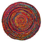 4'x 4'Hand Braided Boho Colorful Chindi Round Rug - - Decor